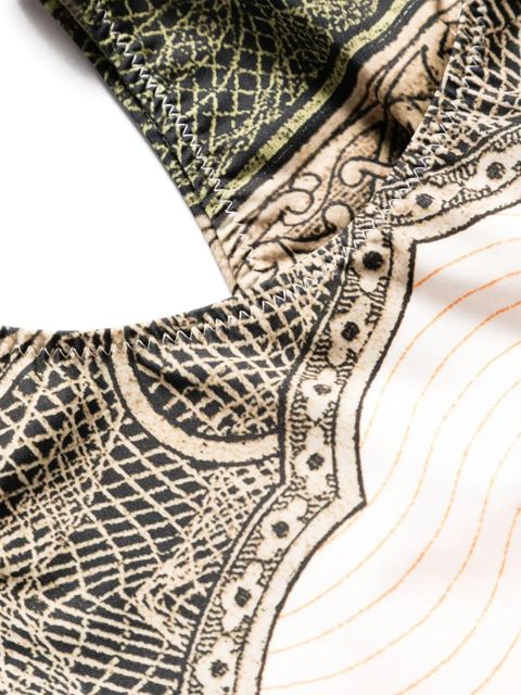 Jean Paul Gaultier Cartouche-print high-cut swimsuit - Green - zdjęcie produktu nr 2