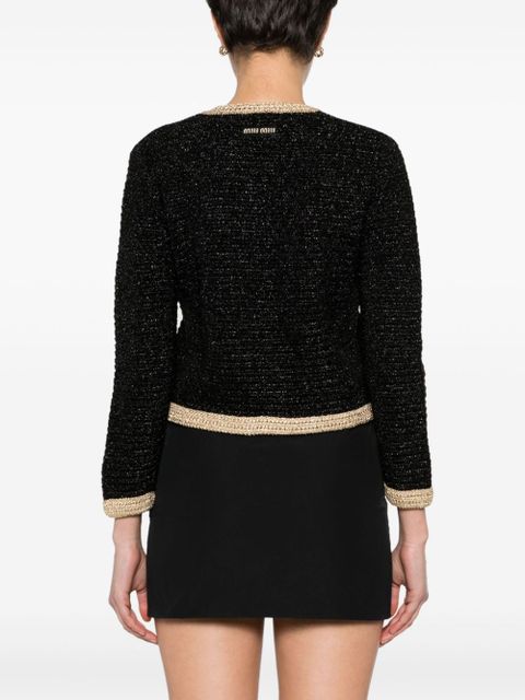 Miu Miu lamé crochet cardigan - Black