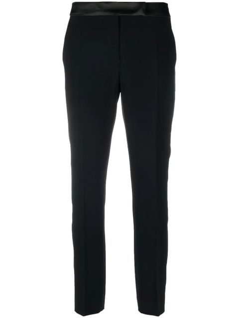 Max Mara satin-trim slim-cut trousers - Black - zdjęcie produktu nr 1