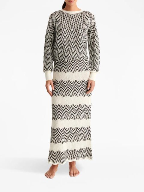 ERES Réglisse chevron-pattern maxi skirt - Black - zdjęcie produktu nr 2