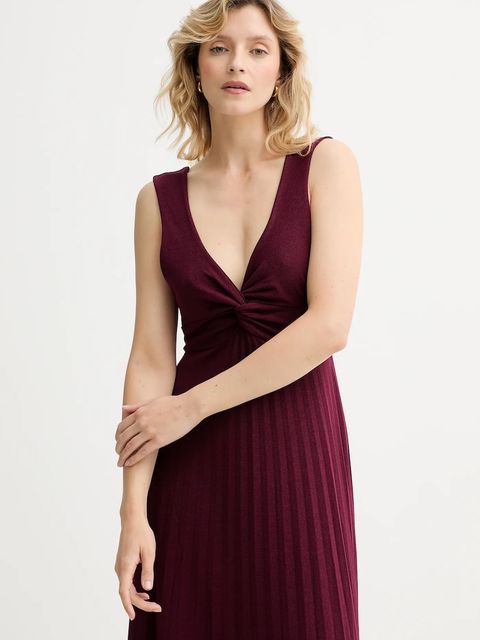 Answear.LAB sukienka kolor bordowy maxi rozkloszowana