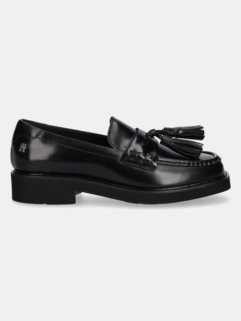 Tommy Hilfiger mokasyny skórzane TASSEL SQUARISH TOE LTHR LOAFER damskie kolor czarny na platformie FW0FW08749 - zdjęcie produktu nr 2
