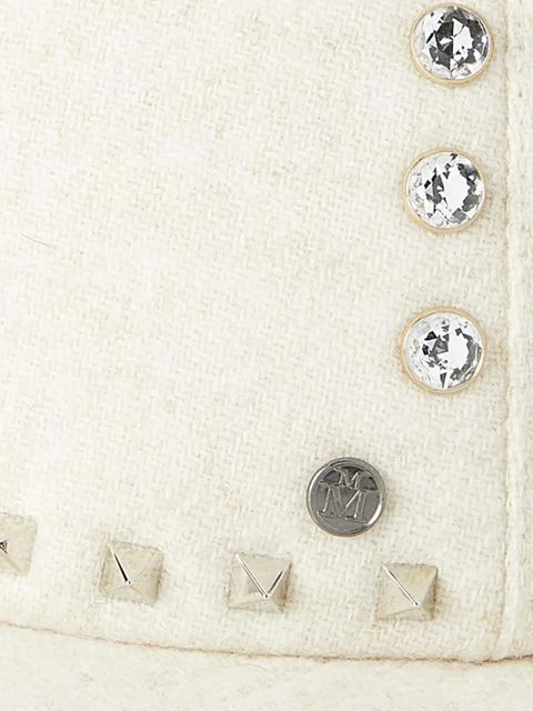 Maison Michel Nick stud-embellished wool cap - Neutrals - zdjęcie produktu nr 2