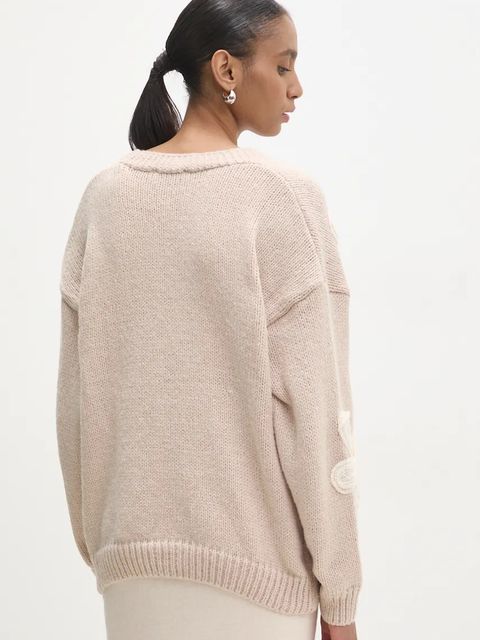 Answear.LAB kardigan z dodatkiem wełny damski kolor beżowy