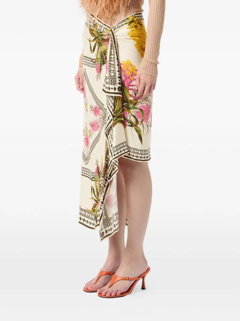 Blumarine asymmetric floral-print skirt - Neutrals