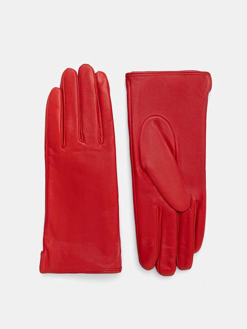 Answear.LAB rękawiczki skórzane damskie kolor czerwony - zdjęcie produktu nr 1