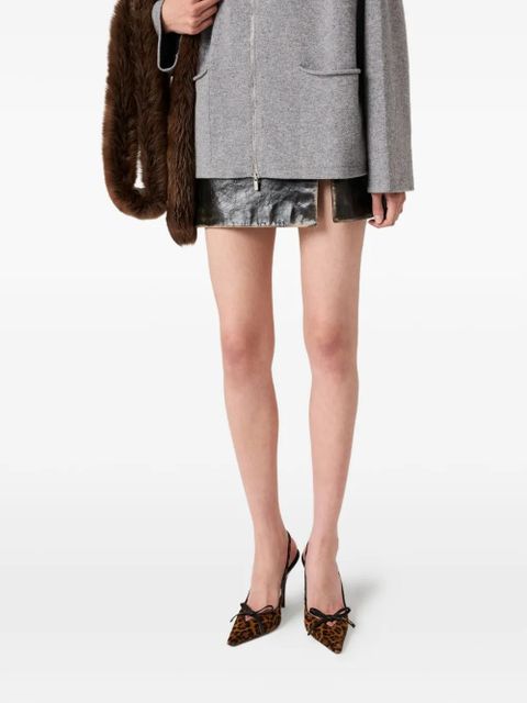 Miu Miu logo-print pumps - Brown