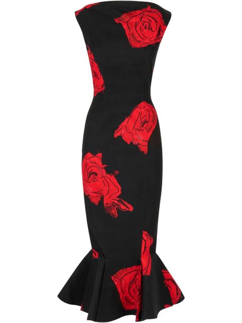 Marni rose-printed mermaid dress - Black - zdjęcie produktu nr 1