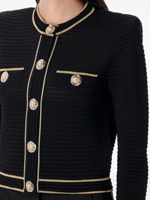 Balmain ribbed gold-trimmed cardigan - Black