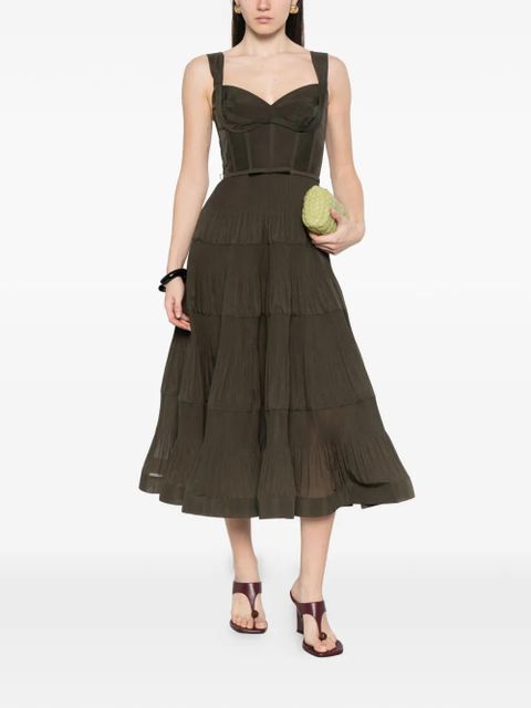 ZIMMERMANN pleated draped midi dress - Green - zdjęcie produktu nr 2