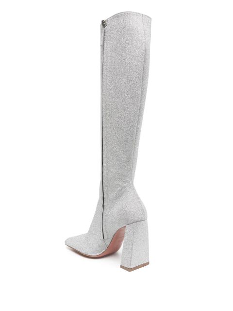 Amina Muaddi Marine glitter knee-high boots - Silver