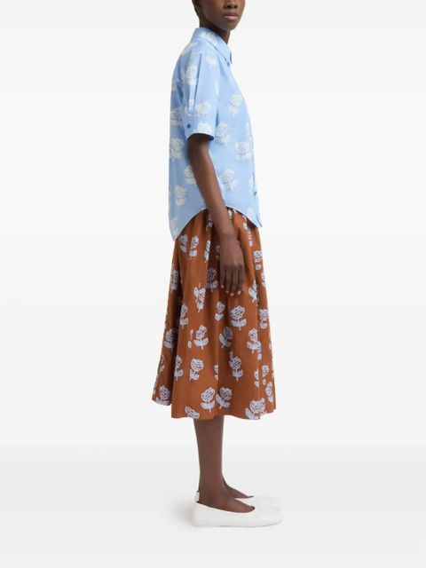 Marni Sprayed Roses-print shirt - Blue