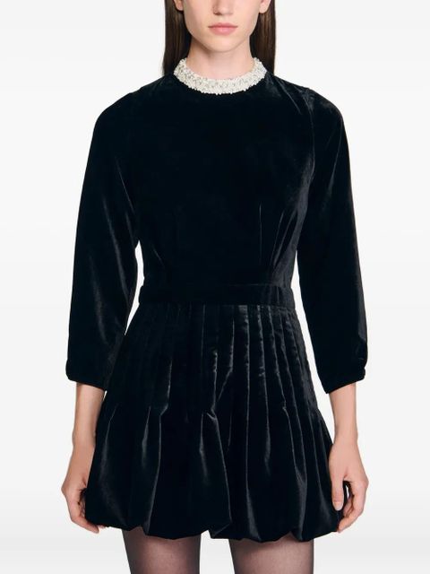 SANDRO velvet mini dress - Black
