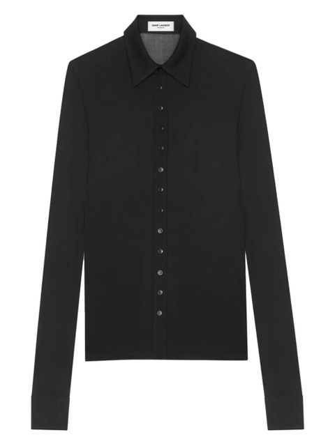 Saint Laurent spread-collar long-sleeve shirt - Black - zdjęcie produktu nr 1