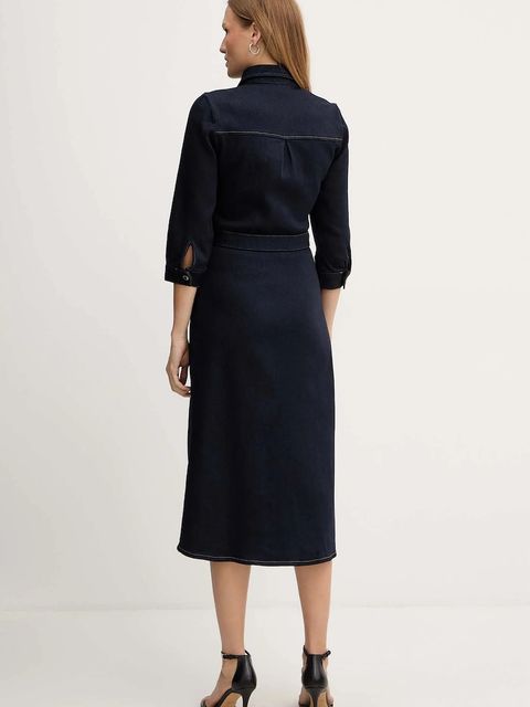 Morgan sukienka jeansowa kolor granatowy midi rozkloszowana RJEANA