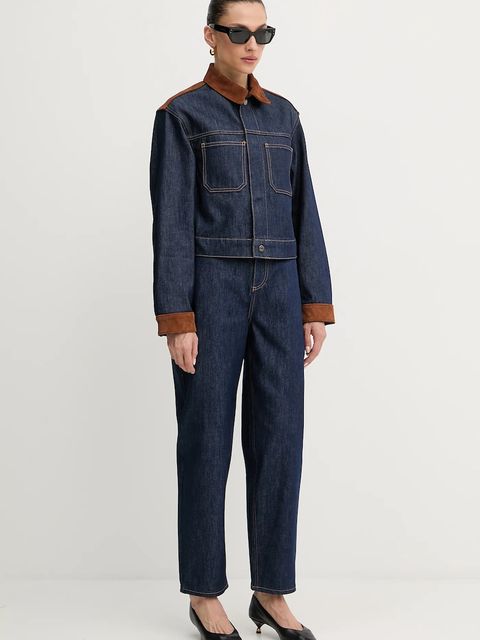 Liu Jo kurtka jeansowa kolor granatowy przejściowa oversize UF5084.DS073 - zdjęcie produktu nr 2