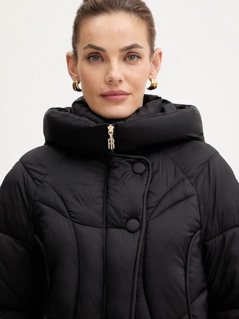 Fracomina kurtka kolor czarny zimowa oversize FJ25WC3002O42301