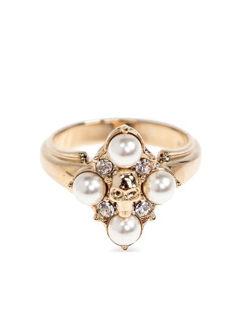 Alexander McQueen skull pearl ring - Gold - zdjęcie produktu nr 1