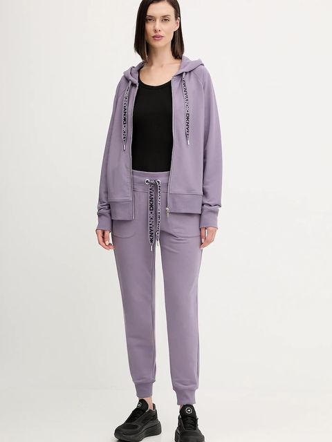 Dkny spodnie dresowe damskie kolor fioletowy gładkie DP5P3496 - zdjęcie produktu nr 2