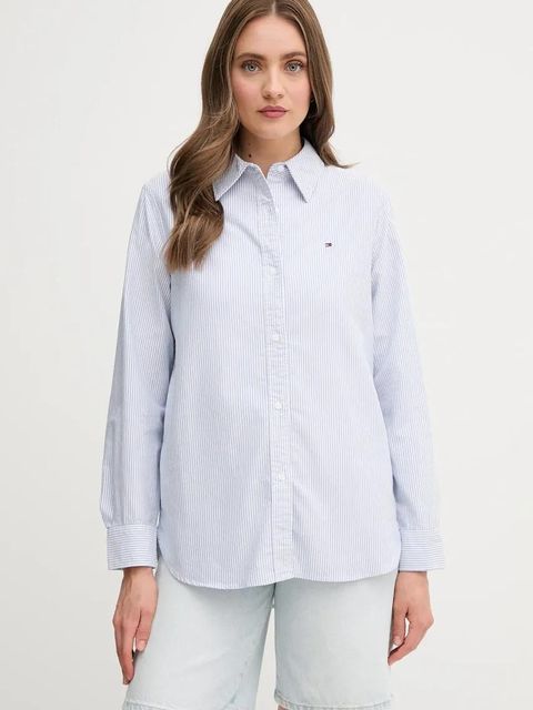Tommy Hilfiger koszula bawełniana damska kolor niebieski regular z kołnierzykiem klasycznym WW0WW46111 - zdjęcie produktu nr 1
