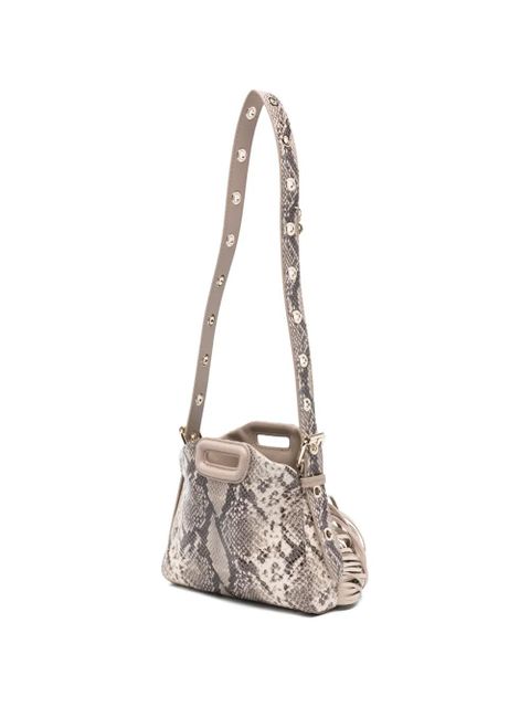 Maje snake-print fringed cross body bag - Neutrals