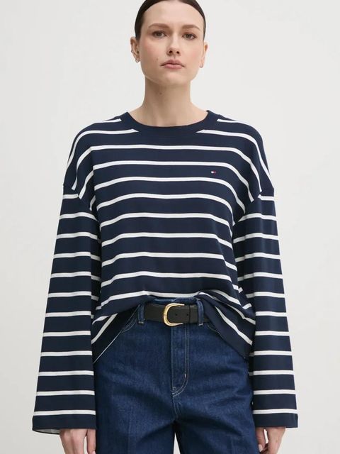 Tommy Hilfiger longsleeve bawełniany kolor granatowy WW0WW45519 - zdjęcie produktu nr 1