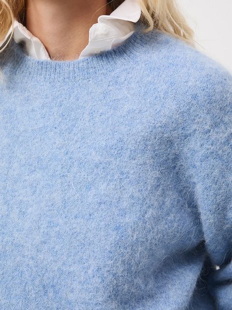 Medicine sweter z wełną alpaki kolor niebieski