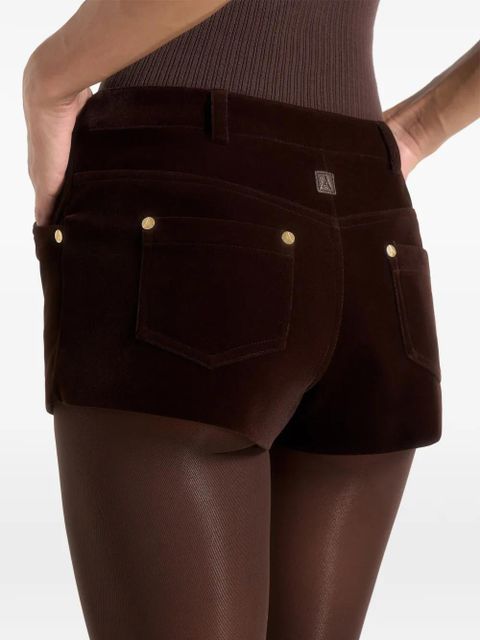 Manière De Voir velvet patent mini shorts - Brown