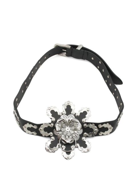 Blumarine flower-embellishment belt - Black - zdjęcie produktu nr 1