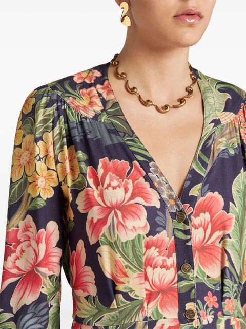 ETRO floral-printed twill shirt dress - Blue - zdjęcie produktu nr 2