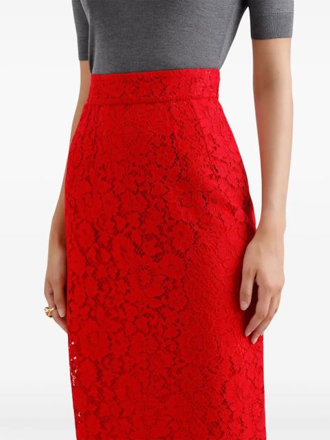 Dolce & Gabbana floral-lace midi skirt - Red - zdjęcie produktu nr 2