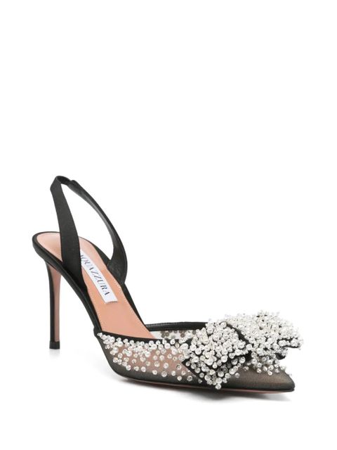 Aquazzura 90mm bow-detail slingback pumps - Black - zdjęcie produktu nr 2