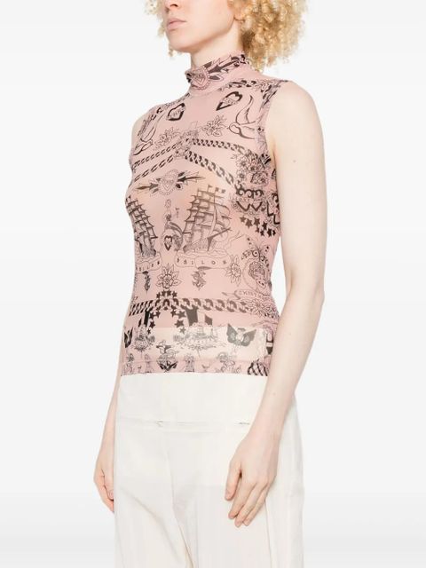 PINKO printed high-neck top - Neutrals