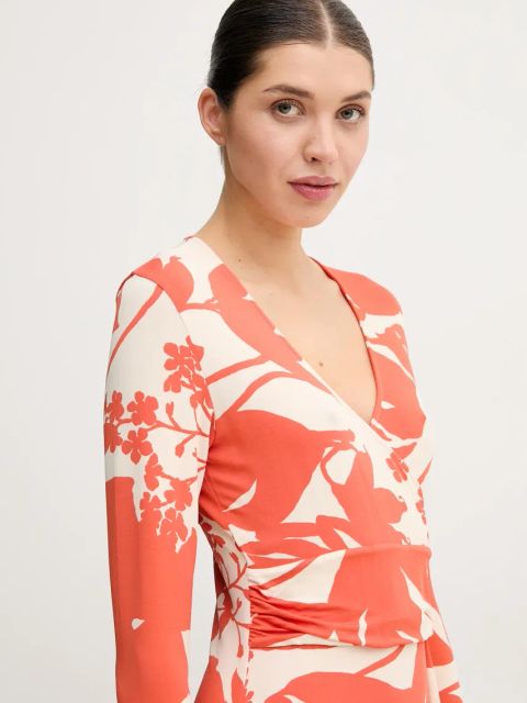 Marc O'Polo sukienka kolor pomarańczowy midi rozkloszowana 503305159035