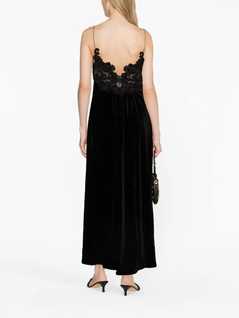 ZIMMERMANN floral-embellished velvet A-line dress - Black - zdjęcie produktu nr 2