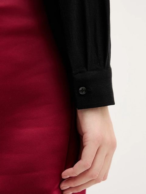 United Colors of Benetton koszula damska kolor czarny regular z kołnierzykiem klasycznym 55M1DQ0CP