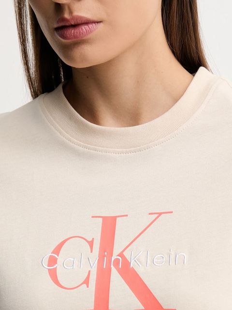 Calvin Klein Jeans t-shirt bawełniany damski kolor beżowy LV047B865G