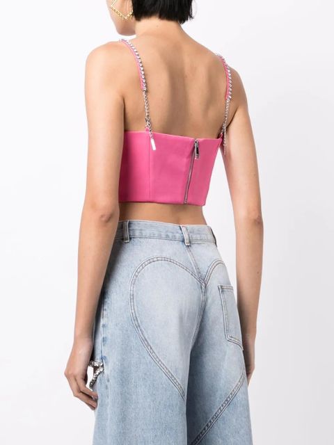 AREA butterfly-appliqué wool bustier top - Pink - zdjęcie produktu nr 2