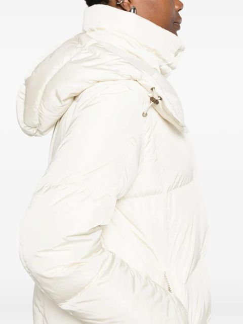 Moncler quilted hooded single-breasted coat - Neutrals