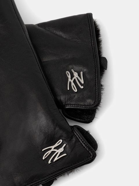 Karl Lagerfeld rękawiczki skórzane K/AUTOGRAPH damskie kolor czarny A4W33017