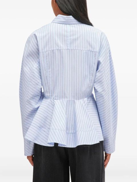 GANNI stripe peplum cotton shirt - Blue