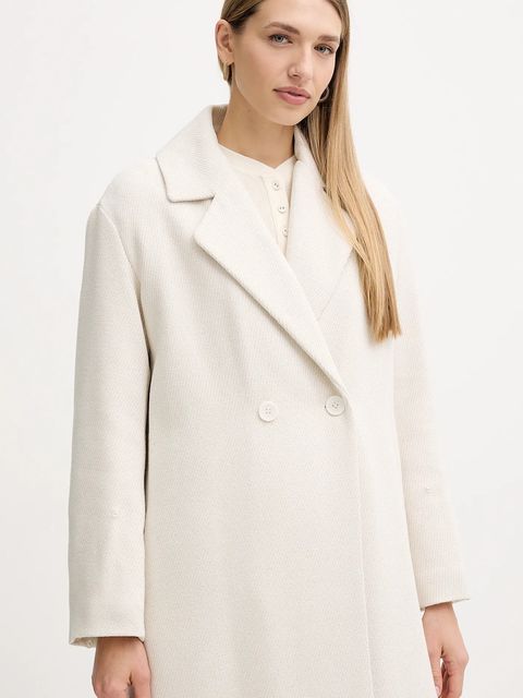 Twinset płaszcz z domieszką wełny kolor beżowy 252TT2040