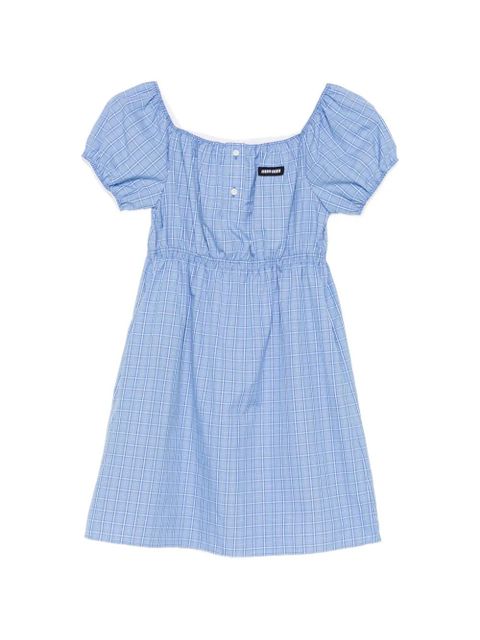 Miu Miu elastic-waist check-print dress - Blue - zdjęcie produktu nr 1