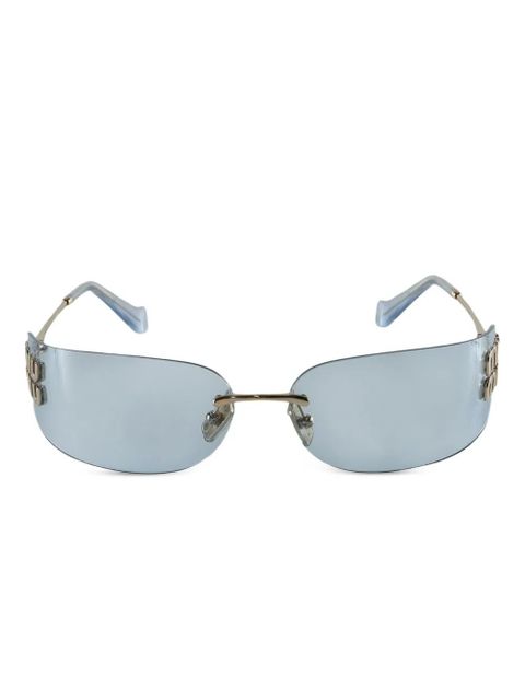 Miu Miu Eyewear logo-plaque rimless sunglasses - Blue - zdjęcie produktu nr 1