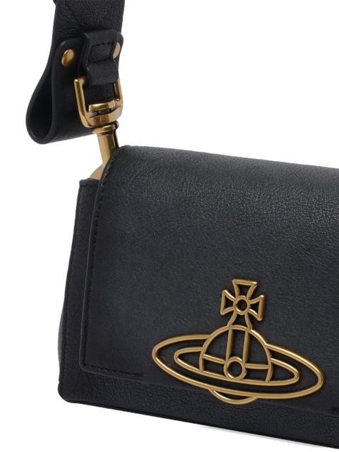 Vivienne Westwood Orb-plaque leather shoulder bag - Black