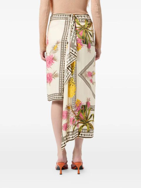 Blumarine asymmetric floral-print skirt - Neutrals