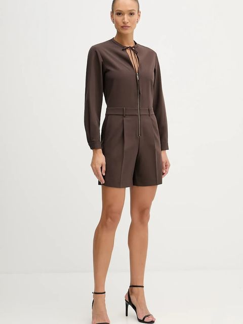 Sisley kombinezon kolor brązowy z dekoltem wiązanym 4RRVLT00R