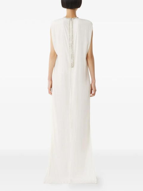 Lanvin embellished-neck gathered maxi dress - White