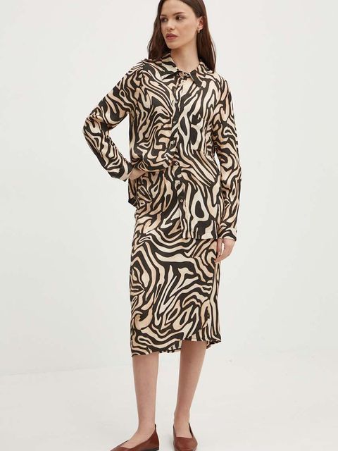 La Petite Française spódnica JAVA kolor beżowy midi prosta