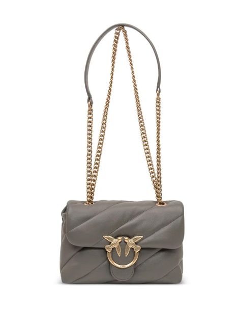 PINKO Love quilted logo-embellished shoulder bag - Grey
